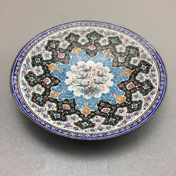 Persian Enamel Minakari Decorative Small Plate Birds Detailed Hand Painted - Picture 3 of 10